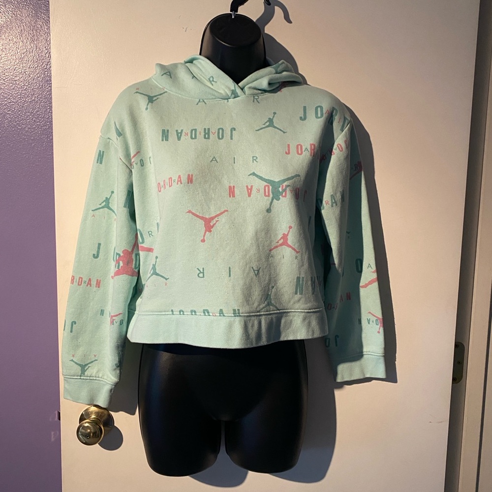 Jordan Green Cropped Hoodie Sweatshirt